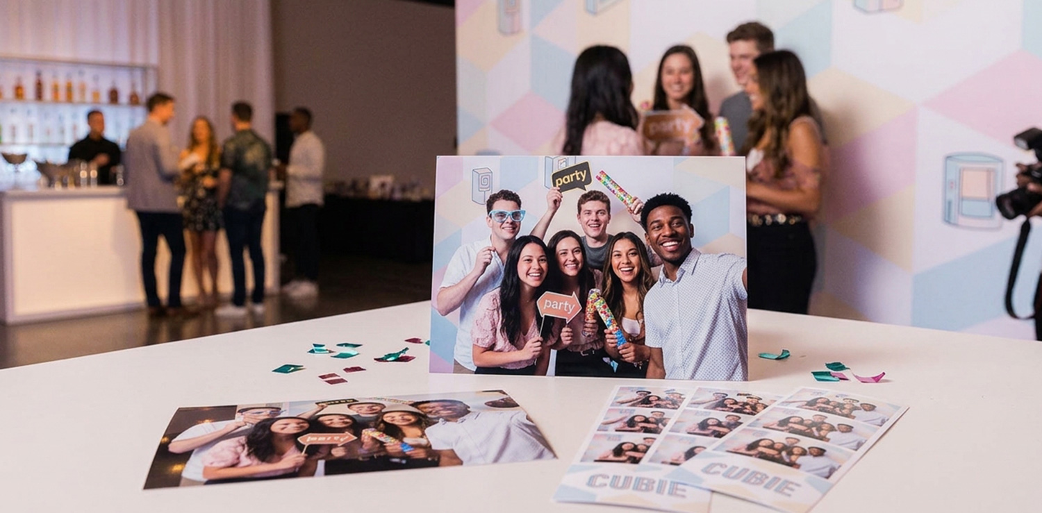 Instant photo prints and photo strips from Cubie at a party